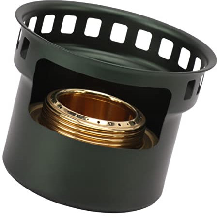 Spirituskocher, Kupferner Winddichter Spiritusbrenner, Hohle Halterung für Teekannen (Schwarzgrün)