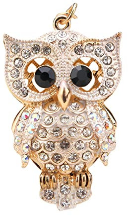 JekyTMP Strass Eulen Schlüsselanhänger, Süßer Anhänger für Damen-Handtasche, Auto Schlüsselketten Anhänger, Tasche Zusätze, Handtasche Deko, Keyring, Keychain für Autoschlüssel, Schlüsselring, Weiss
