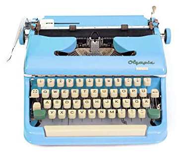 Generisch Retro Schreibmaschine hellblau - voll funktionsfähige mechanische Schreibmaschine mit neuem Farbband