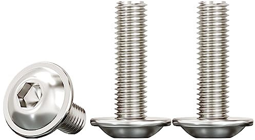 Drenky Vis à Tête Cylindrique à Six Pans Creux,M6x20mm Vis à Bride Acier Inoxydable A2 V2A Boulon à Tête Hexagonale pour Les Connexions Mécaniques,20 Pièces