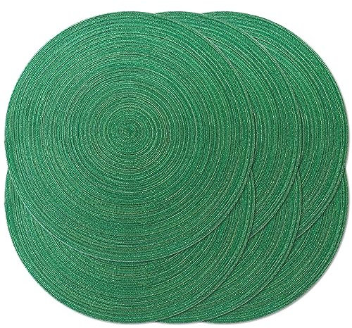 Noctiflorous Set di 6 tovagliette rotonde da 38 cm, resistenti al calore, per interni ed esterni, antiscivolo, per tavolo da pranzo (verde lucido, 6)