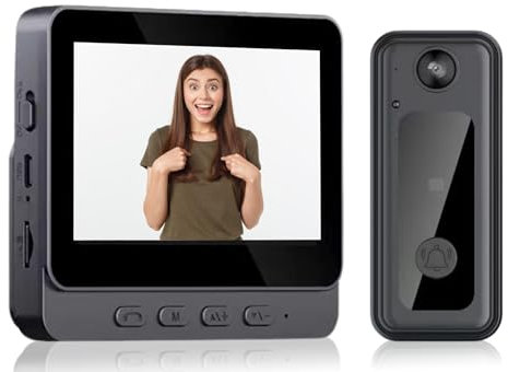 Sxhlseller Drahtlose Video Türklingel - Video-Gegensprechanlage Smart WiFi Video Türklingel mit 4,3 Zoll 1080P HD Anzeige / 170° Blickwinkel/Nachtsicht/Zwei-Wege-Sprache