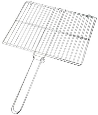 perfk Grillkorb, Grillrost aus Edelstahl mit Griff, Grillnetz, gegrillter Fisch, Klemme für Party, Camping, Kochen, Picknick im Freien, Maße: L 40 x 59 x 30 cm