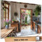 TRIOSK Sichtschutz Garten Dekoration Plane groß mit Motiv Landhaus Küche Mediterran Motivbanner Blickdicht für Zaun Doppelstabmatten Zaunelement Gartenzaun Zaunblende PVC 250x180 cm