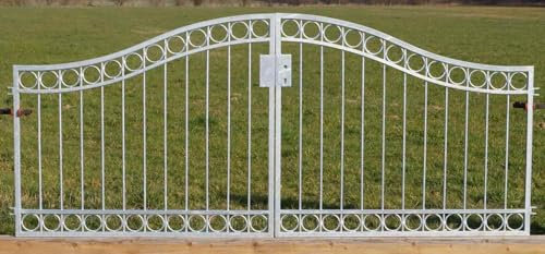 Gartentor Hoftor Einfahrtstor Metall Einfahrtstor Anello-GT300/100S Schloss Feuer Verzinkt P.-Set 80 mm Pfosten, 300 cm 3m breit Premium