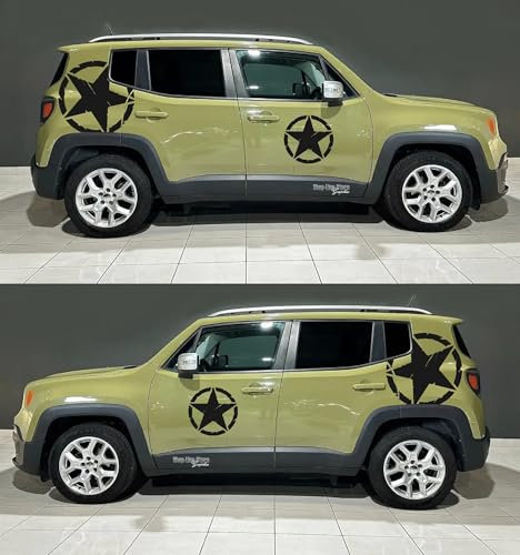 Adesivi Stickers Stella Gigante montante posteriore e portiere compatibili con JEEP Renegade (Nero Opaco)