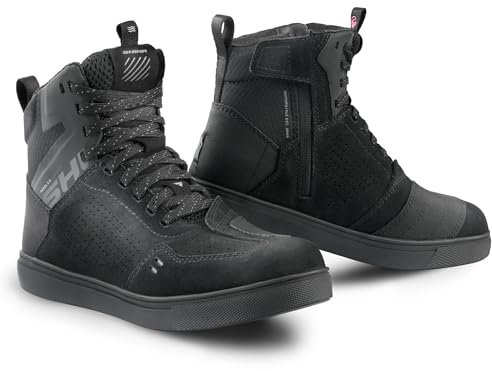 SHIMA REBEL 2.0 Scarpe Moto Donna Pelle Ventilata Estive Scarpa Sneakers Proteggi Touring Protezione Cerniera Laterale Suole Antiscivolo Estate Abbigliamento (Donne, Ventilato Nero, 40)