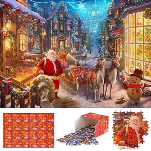 Joymaking Weihnachtspuzzle 1008 Teile Weihnachts Puzzle Erwachsene und Kinder, 24 Boxen Weihnachts Puzzles Geschenke, Puzzle Adventskalender Weihnachtsmann, Adventskalender Puzzle