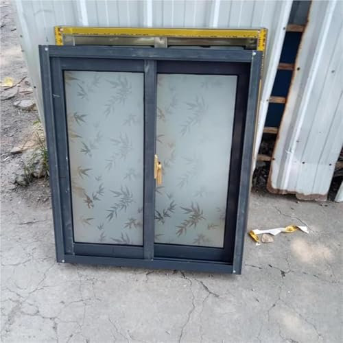DWSSX Badezimmerfenster for Privatsphäre und Belüftung, horizontales Schiebefenster aus Aluminium mit Milchglas und Sichtschutz, großes kleines Haushaltsfenster(Grey,36x18in/90x45cm)