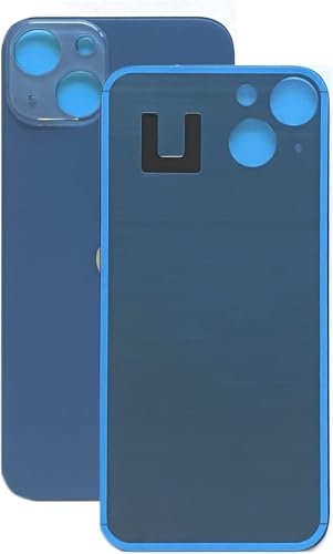 Globalstock Vitre Arrière en Verre pour iPhone 13 - Trou pour Appareil Photo Agrandi - Bleu