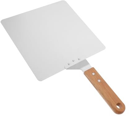 IMIKEYA Pala Recoge Pizza y Pasteles Para Hornear Acero Inoxidable Mango Antideslizante Ahorra Espacio Color Madera