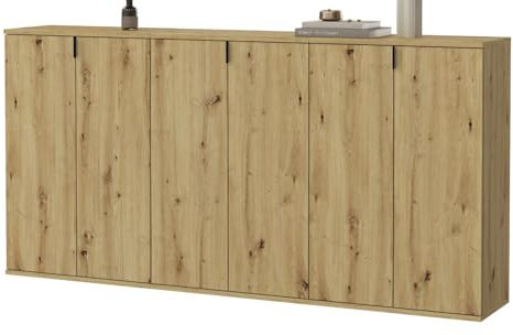 Inn.Furn Sideboard Eiche Artisan Kommode Anrichte Buffet Mehrzweckschrank Esszimmer Wohnzimmer 183 x 99 cm SystemX (Artisan Eiche)