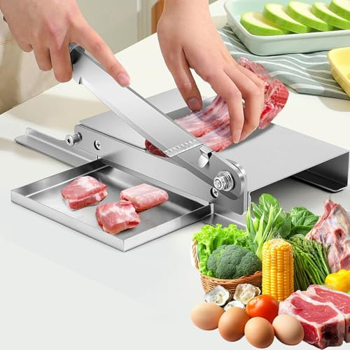 YYLHJW Manuelle Fleischknochensägemaschine, Knochenfleischschneider, Slicer Rib Chopper mit Abnehmbarer Skala, Edelstahl-Knochenguillotine, gefrorenes