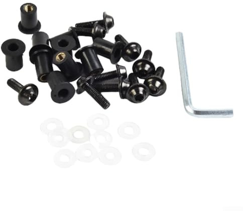 Lot de 10 vis M5 x 16 mm en aluminium anodisé noir et écrous en caoutchouc pour Suzuki