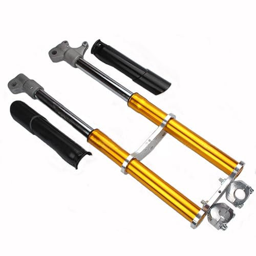 550mm Front Fork Shocker, 49CC 2 Stroke Small Mini Bike Front Fork Shocker Dirt Pit Bike Triple Suspension Stock for Mini Motocross, Pit Bike, Bike (Gold)