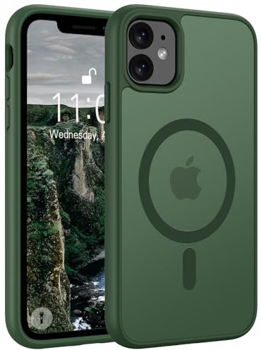 Andwing für iPhone 11 Hülle Magnetisch [Kompatibel mit MagSafe] Matt Anti-Fingerprint Schutzhülle – Stoßfest Militärstandard (MIL-STD-810G), Ultradünn & rutschfest für iPhone 11.Grün