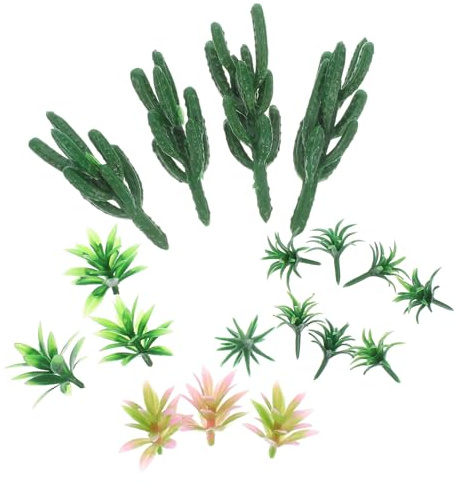 KONTONTY Kit de 18 Arbres Miniatures Cactus en Plastique pour Maquettes | Détails Fins, Matériaux DIY pour Scènes Miniatures et Dioramas, Adapté aux Modèles Architecturaux Loisirs Créatifs