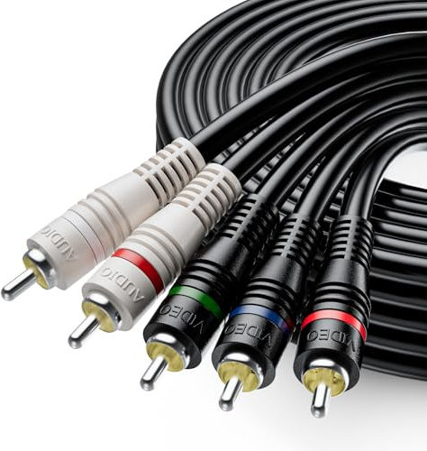 LUKFOCAB Cable de vídeo/audio de componente macho 5-RCA de 6 pies, soporta 1080i, cable YPbPr de componente RGB con audio para DVD, STB, TV Box, HDTV, videocámara, proyector