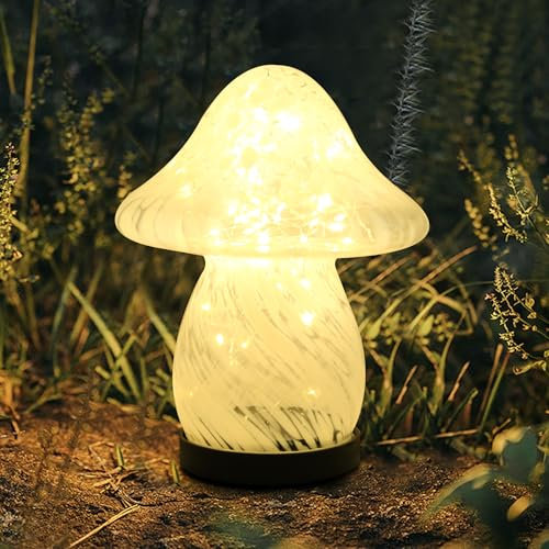 Solar Lights Outdoor Waterproof, Mushroom Garden Décor Powered by Solar, Outdoor Lights for Patio Yard Pathway Backyard Balcony Lawn Landscape Fountain Deck Pool Table Porch Decoration(White)