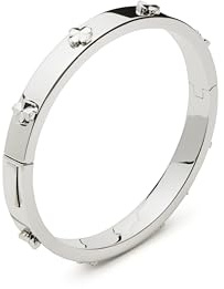 kate spade new york Hinged Bangle, Silver, Brass with Cubic Zirconia, Women's, Spade Flower, Adult, Regular, 46.06g, Brass, 2.38 Inches