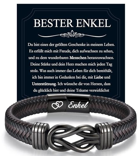 EYQV Geschenk für Männer, Lederarmband für Papa Bruder Sohn Onkel Ehemann Patenonkel, Geschenkideen zum Abschluss Geburtstag Vatertag Herrentag Jahrestag Weihnachten Valentinstag