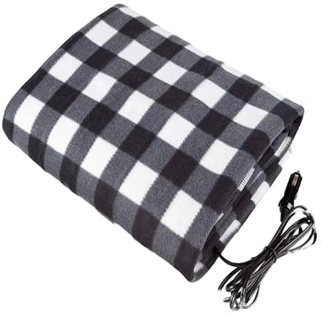 Zambuph Coperta per auto elettrica invernale 12 Volt riscaldata con motivo a griglia Tappeto resistente al calore montato su veicolo Viaggio a casa per il freddo