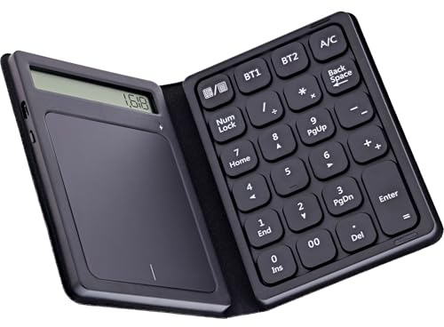 InLine Bluetooth Nummernblock mit Touchpad und Display, faltbar, kabellos, für Windows, Android, iOS, USB-C, Akku, schwarz, 55379G