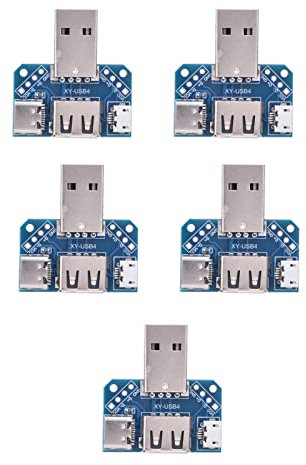 ViaGasaFamido Pack de 5 Adaptateur USB Mâle à Femelle Adaptateur USB à Dip Breakout Board 2.54mm Breakout Board 2.54mm 4P Micro Type-C Connecteur USB Convertisseur