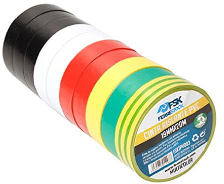 CINTA AISLANTE PVC 19MMX20M MULTI 10UD.