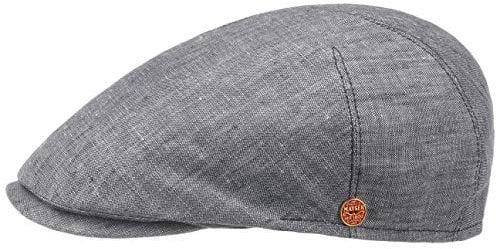 Mayser Sidney Leinen Flatcap Schirmmütze Schiebermütze Leinencap Herren - Made in The EU mit Schirm, Futter Sommer Frühling-Sommer - 56 cm grau