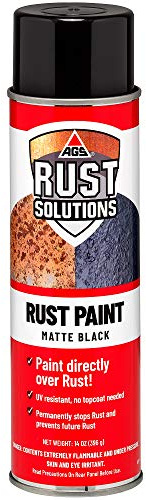 AGS RUST SOLUTIONS Rust Stop Spray Paint for Metal, 14oz Aerosol Can – Matte Black Finish, Epoxy-Fortified Corrosion Protection, UV Resistant, Withstands 300°F – No Sanding Required