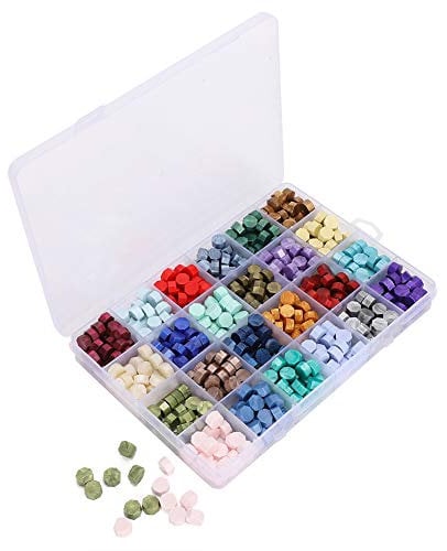 24 Farben Wachssiegel Set, Siegelwachs Perlen, Wax Seal Beads, Versiegelung Achteck Wachsperlen Siegelwachs für Wachssiegel Stempel DIY Handwerk