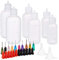 BENECREAT 12PCS Plastikklebeflaschen (30ml + 50 ml + 100ml) mit 20PCS Nadel mit stumpfer Spitze (10 gemischte Größe), 12 Flaschenverschlüssen und 6 Trichtertrichter für die flüssigen Kleber und Tinte