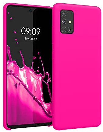 kwmobile Hülle kompatibel mit Samsung Galaxy A51 Hülle - Silikon Handy Case - Handyhülle weiche Oberfläche - kabelloses Laden - Neon Pink