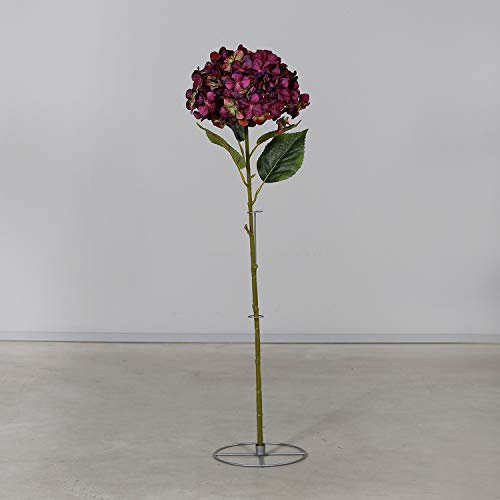 Seidenblumen Roß Große Hortensie 110x32cm mit Dekoständer DP Kunstblumen künstliche Hortensie Blumen … (Bordeaux-grün)