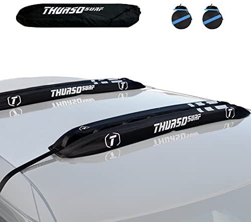 THURSO SURF Barres de Toit universelles pour Voiture - Barres de Toit Souples pour Kayak, Ski, Snowboard - Accessoires - Plusieurs Points de Fixation - Chaîne de 18 cm - Base de 5 m - Sangles de