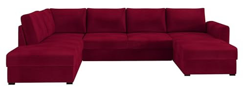 Mirjan24 Ecksofa Wilma mit 2 Bettkasten und Schlaffunktion für große Räume, Eckcouch Polsterecke Sofa Couch Couchgarnitur Schlafsofa (Kronos 02, Seite: Links)