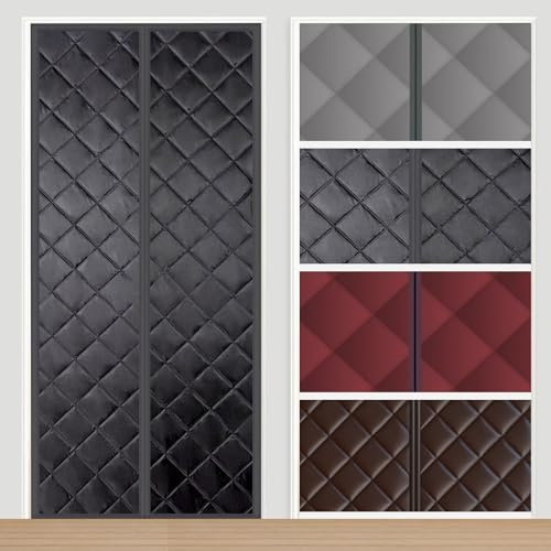 Ufamiluk Isolation Porte de Service Anti Froid Porte entrée Thermique Isolant Anti Bruit Rideau Isolant Thermique Anti Froid pour Porte de Cuisine Maison Garage d'entrée 80x210cm Noir