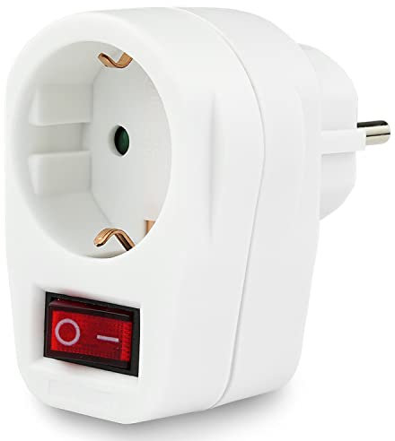 PERFECT Stromsparsteckdose - 1-fach - Zwischenstecker mit Schalter - schaltbare Steckdose - Schutzkontaktsteckdose - beleuchteter Schalter - 1 Stück