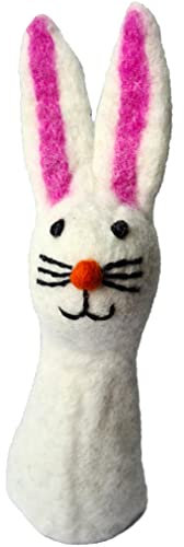 your castle Eierwärmer Hase weiß/pink handgemacht aus Natur-Filz, fairer Handel, Ostern oder Weihnachten Eier-Warmhalter, ca. 20 cmH