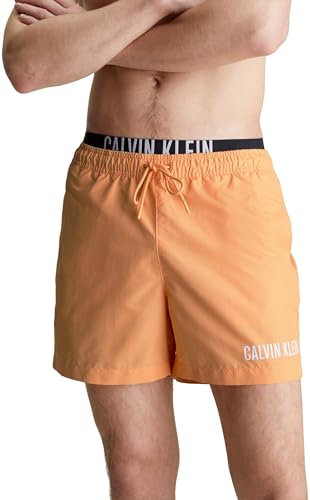 Calvin Klein Short de Bain Homme Medium Double Mi-Long, Orange (Buff Orange), M