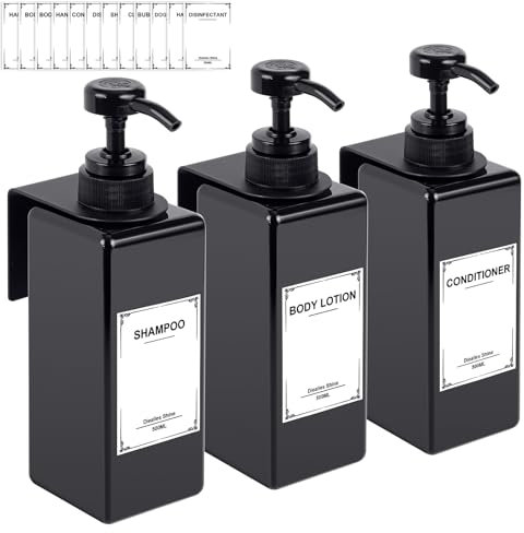 Czemo Dispenser Sapone Bagno a Muro Dispenser Shampoo e Bagnoschiuma 500ML Flacone Dosatore per Sapone Liquido, Dispenser Flaconi Pompa in Plastica Ricaricabili Dispenser Doccia Muro 3 Pezzi