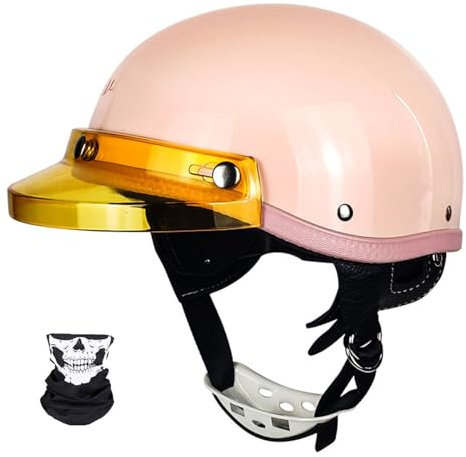 Vintage Casco Jet Moto Aperto,ECE Certificazione Adulto Casco Jet Moto Scooter Classic Aperto Caschi,Scooter Caschi Scodella Motorino Portatile Mezzo Casco Per Uomo Donna L,M=57-58cm