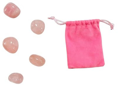 Piedra Natural Cuarzo rosa- 5 Cristales Pulidos con Propiedades Energéticas, piedra cuarzo rosa (Cuarzo Rosa, 5 PCS)