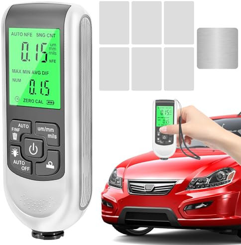 Schichtdickenmessgerät: lackschichtdickenmessgerät mit Hintergrundbeleuchtung LCD-Anzeige, Lacktester Messbereich 0 bis 2000um, lackmessgerät auto, lackdickenmessgerät, Lackmessgerät für Auto(Weiß)