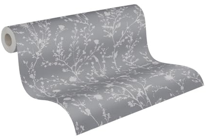 A.S. Création Tapete Floral Grau Silber - Wandtapete 395463 - hochwertige Vliestapete für Schlafzimmer - 10,05m x 0,53m - Made in Germany