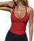 Arkim Tops V-Ausschnitt Tank Top Sexy Oberteil Damen Top Unterhemden Damen Sommer Tops für Damen(Rot,S)
