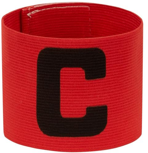 JELEX Leader Kapitänsbinde - Elastische Captain-Armbinde aus 100% Polyester mit Klettverschluss, universell verstellbar und langlebig, 31,3 x 6,6 cm (Rot)