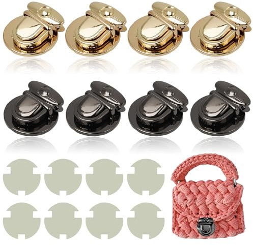 DHSWNNG 8 Stück Verschluss Schloss für Tasche, Groß Steckschloss für Taschen Taschenverschluss Metall Schloss Verschlüsse für Häkeltaschen Leder Tasche DIY Handwerk Geldbeutel Kupplung