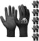 flintronic 6 Pairs Safety Work Gloves, Non-Slip PU Coated Gloves, Scratchproof Work Handling Gloves, Firm Grip Protective Working Gloves for General Duty Work, Gardening (XL - Size 10, Black)